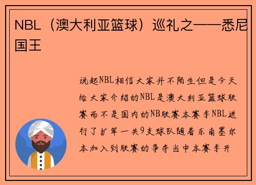 NBL（澳大利亚篮球）巡礼之——悉尼国王